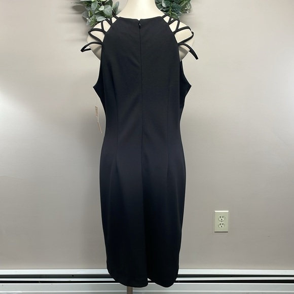 NWT Hope & Harlow Black Sheath Dress Shoulder Criss Cross Strappy Detail 12 - Picture 5 of 16